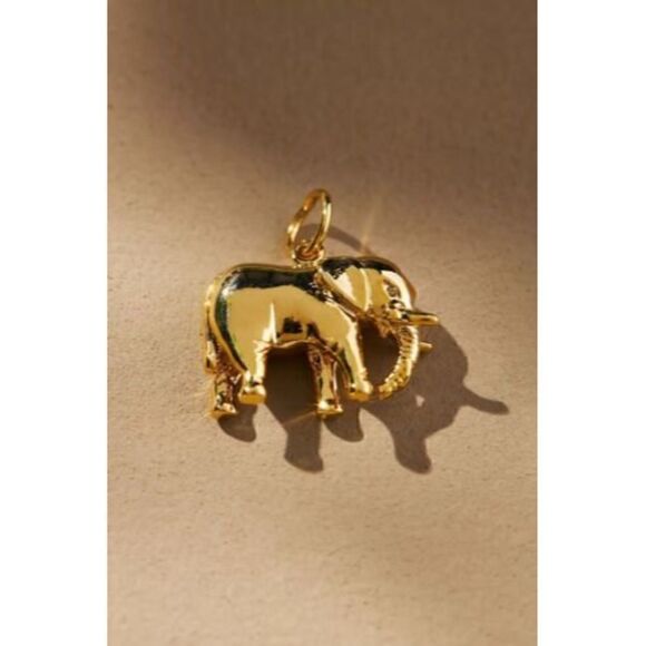 ANTHROPOLOGIE Elephant Charm Tai Rittichai Gold Trinket - Picture 1 of 1